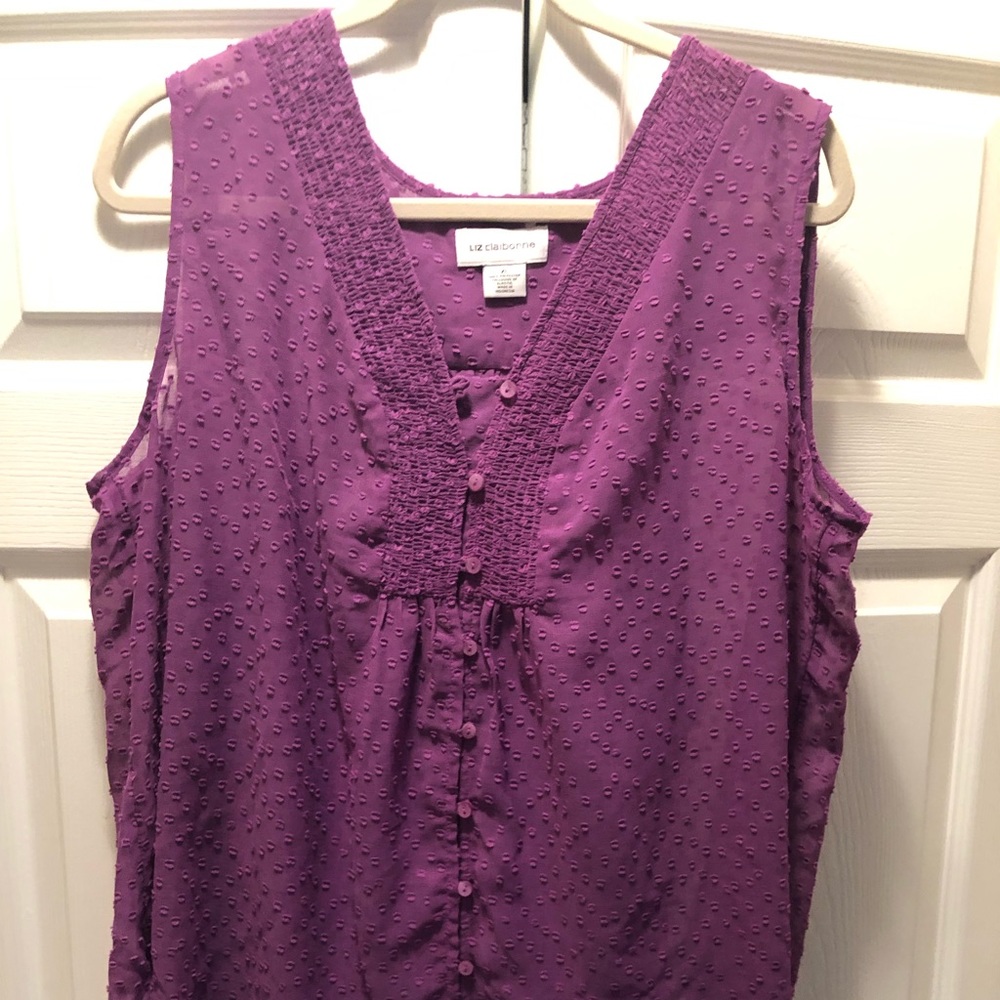 Liz Claiborne sheer purple/plum 2 piece top